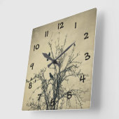 木の中の鳥 –  スクエア壁時計 (傾斜)