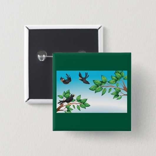木の中の鳥 缶バッジ (正面&裏面)
