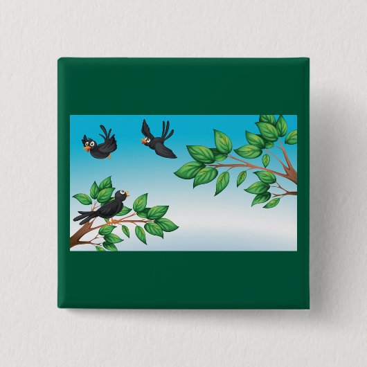 木の中の鳥 缶バッジ (正面)