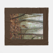 木の中の鹿 フリースブランケット (正面(横))