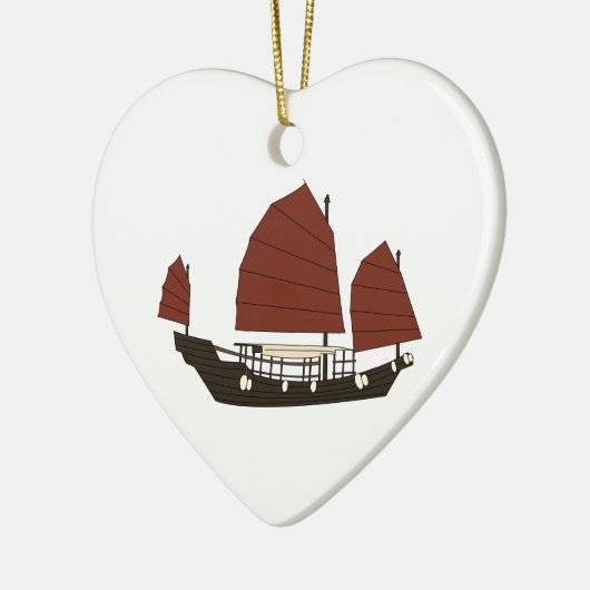 木の中国のながらくたの船 セラミックオーナメント (左)
