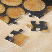 木の丸太の新しい切り取りスタック ジグソーパズル (側面)