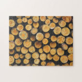 木の丸太の新しい切り取りスタック ジグソーパズル (横)