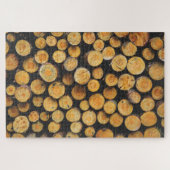 木の丸太の新しい切り取りスタック ジグソーパズル (横)