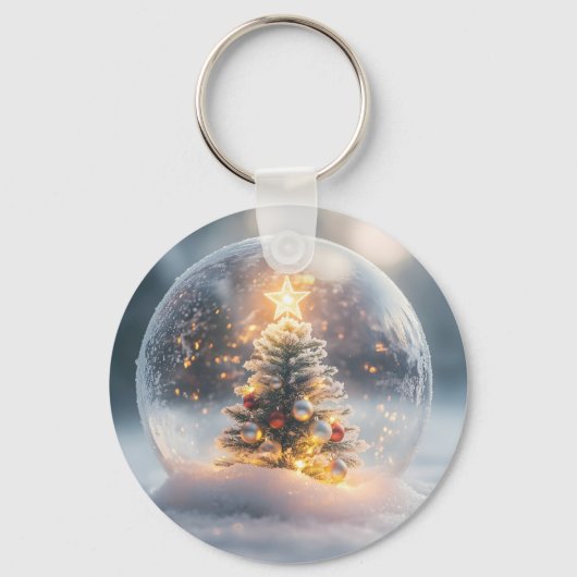 木の付いた魔法のクリスマススノーグ白熱［赤熱］光を放つローブ キーホルダー (正面)
