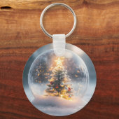 木の付いた魔法のクリスマススノーグ白熱［赤熱］光を放つローブ キーホルダー (正面)