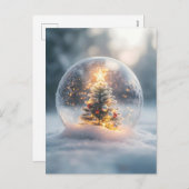 木の付いた魔法のクリスマススノーグ白熱［赤熱］光を放つローブ シーズンポストカード (正面/裏面)