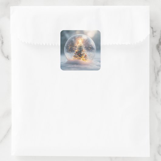 木の付いた魔法のクリスマススノーグ白熱［赤熱］光を放つローブ スクエアシール (バッグ)