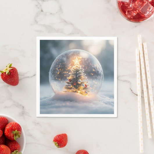 木の付いた魔法のクリスマススノーグ白熱［赤熱］光を放つローブ スタンダードカクテルナプキン (インサイチュ)