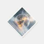 木の付いた魔法のクリスマススノーグ白熱［赤熱］光を放つローブ スタンダードカクテルナプキン (角)