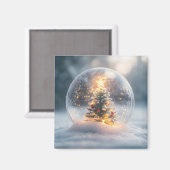 木の付いた魔法のクリスマススノーグ白熱［赤熱］光を放つローブ マグネット (正面/裏面)