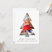 木の作物とミニマル写真クリスマスカード カード (正面/裏面インサイチュ)