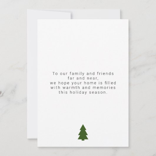 木の作物とミニマル写真クリスマスカード カード (裏面)