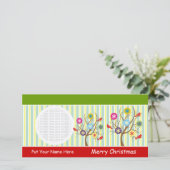 木の写真カードの雪片そして（鳥）ショウジョウコウカンチョウ シーズンカード (スタンド正面)