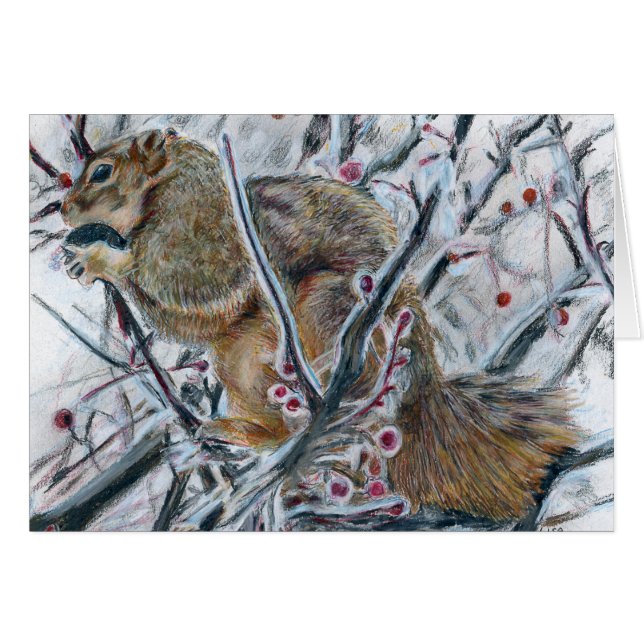 木の冬のリス (正面横)