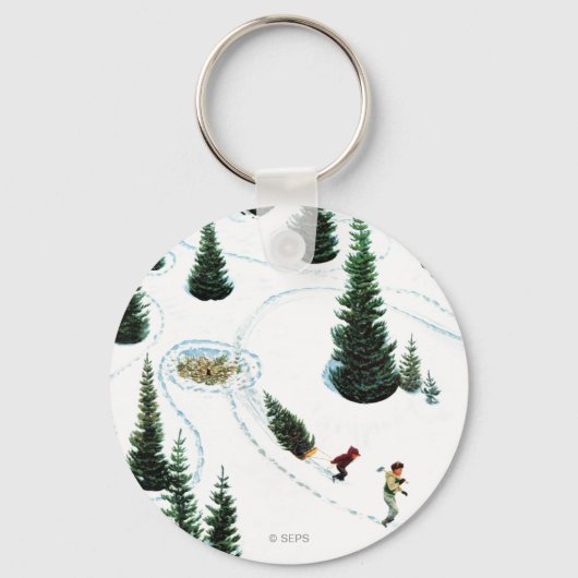 木の切り倒し キーホルダー (正面)