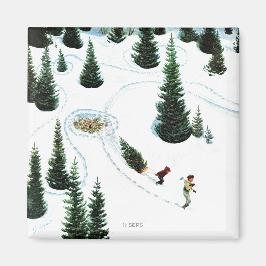 木の切り倒し マグネット (正面)