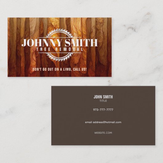 木の切り株の削除スローガンビジネスカード 名刺 (正面/裏面)