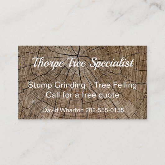 木の切り株の研削盤 名刺 (正面)