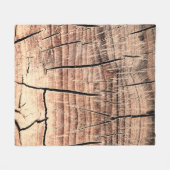 木の切り株の背景、年齢、年齢、年齢  フリースブランケット (正面(横))