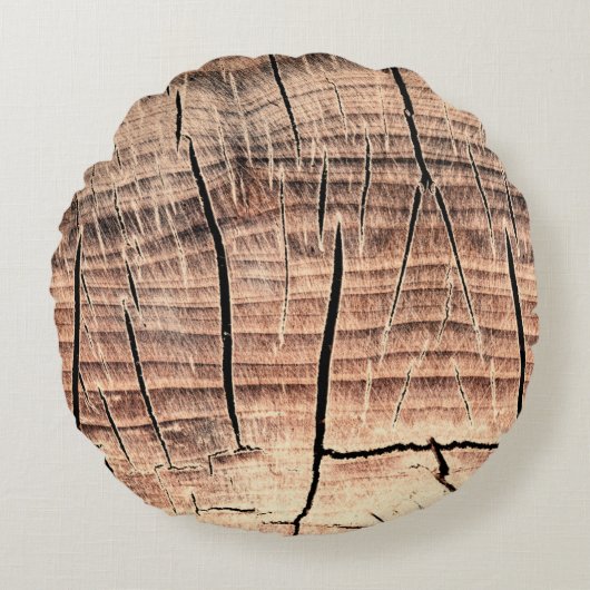 木の切り株の背景、年齢、年齢、年齢  ラウンドクッション (正面)