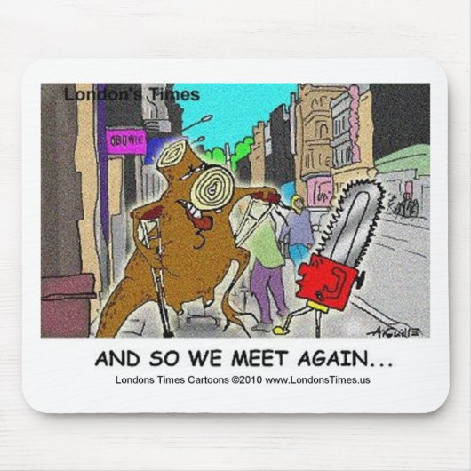 木の切り株vsチェーンソー面白いマグカードギフト マウスパッド (正面)