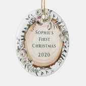 木の切り身（花） |ベビー最初 セラミックオーナメント (右)