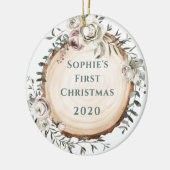 木の切り身（花） |ベビー最初 セラミックオーナメント (左)