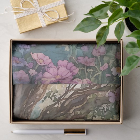 木の切り離しの下に座っている魔法の妖精 薄葉紙 (ギフト)