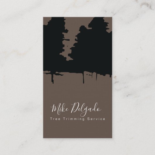 木の剪定 造園 太い松の木 茶色 名刺 (正面)