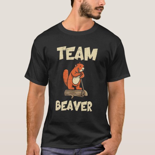 木の動物のためのチームビーバー Tシャツ (正面)