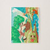 木の動物。 漫画の景色 ジグソーパズル (縦)