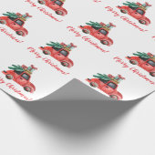 木の包装紙を持って来るヴィンテージのクリスマス車 ラッピングペーパー (角)