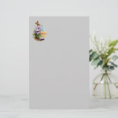 木の十字に紫の花 便箋 (スタンド正面)