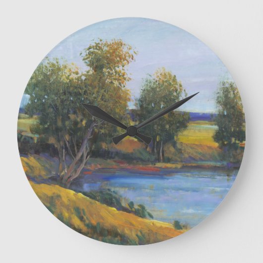 木の反射II ラージ壁時計 (正面)