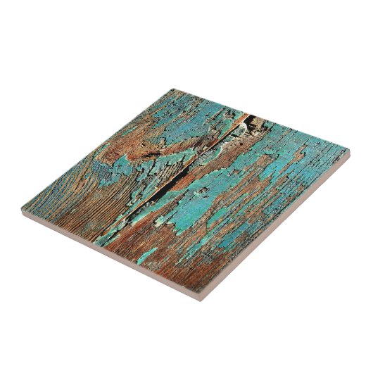 木の古く青いペンキ タイル (側面)