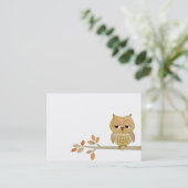 木の名刺の眠いフクロウ 名刺 (スタンド正面)