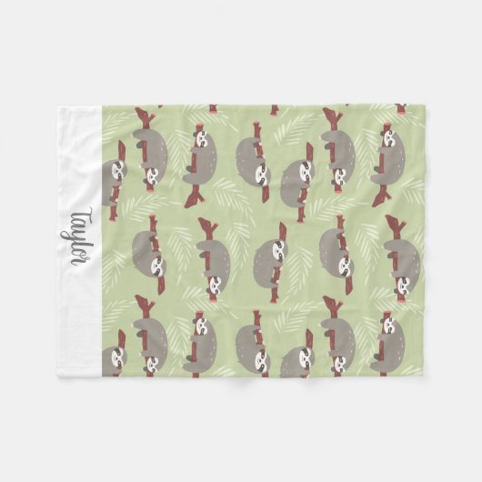 木の名前をカスタムするの文字でつるすかわいくおもしろいな怠惰 フリースブランケット (正面(横))