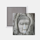 木の囲まれた砂岩の仏頭 マグネット (正面/裏面)
