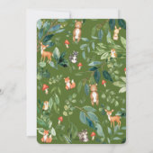 『木の国の動素朴物の赤ん坊が男の子の双子をシャワー 招待状 (裏面)