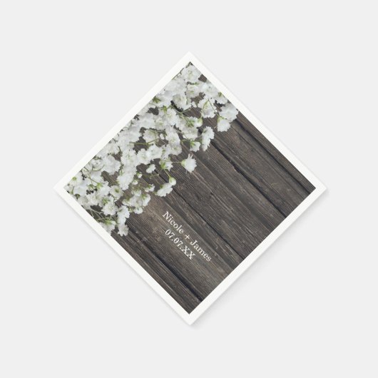 木の国の結婚式で素朴の赤ちゃんの息 スタンダードカクテルナプキン (角)