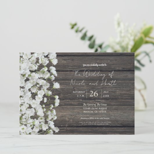 木の国の結婚式で素朴の赤ちゃんの息 招待状 (スタンド正面)