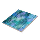 木の塀の落書きの紫色の青緑のターコイズ タイル (側面)