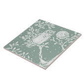 木の夜月のシーンでセージ緑のフクロウ タイル (側面)