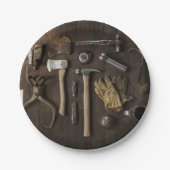 木の大工仕事の便利屋はコレクションに用具を使います ペーパープレート (正面)