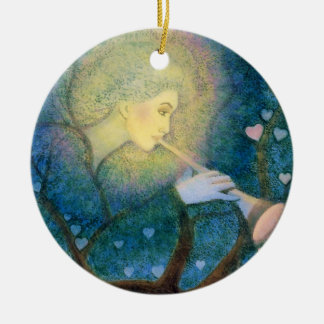 木の天使の音楽的なハート愛クリスマスOrnamnet セラミックオーナメント