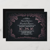 木の夫婦の素朴な年代物の結婚招待状 招待状 (正面/裏面)