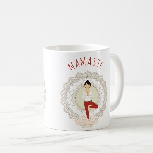 木の姿勢のナマステ-ヨガのAsanaのマグ コーヒーマグカップ (正面右)