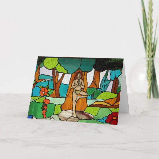 木の姿勢のメッセージカード カード (正面)