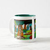 木の姿勢のヨガのマグ ツートーンマグカップ (正面左)